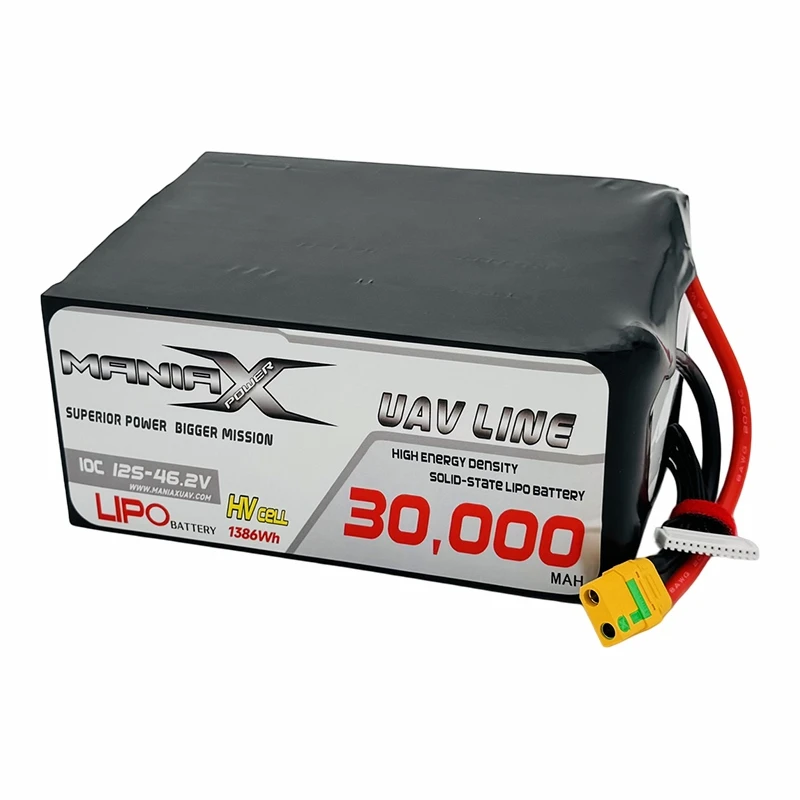 Batterie pour drone et drone ManiaX-à semi-conducteurs HV LiPo 12S-46,2 V 30 000 mAh 10C